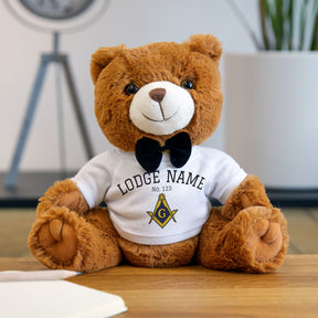 Master Mason Blue Lodge Teddy Bear - Lodge Name & Number Customizable Plushie - Bricks Masons
