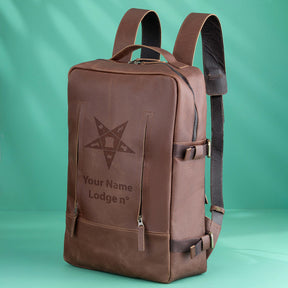 OES Backpack - Genuine Brown Leather - Bricks Masons
