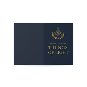 Master Mason Blue Lodge Greeting Card - S&C G with Wreath From The East Tidings of Light - Bricks Masons