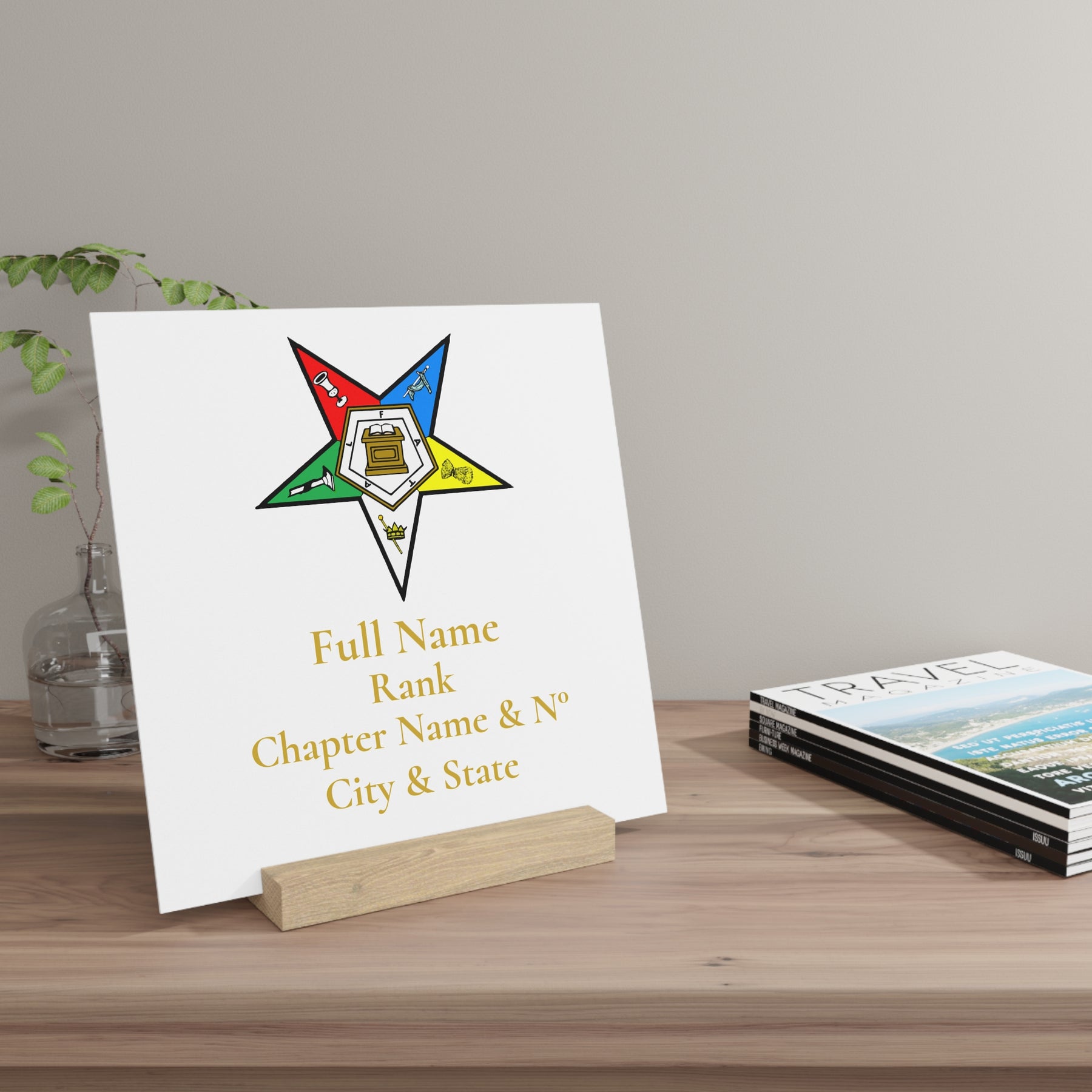 OES Plaque - Colorful Eastern Star with Personalization - Bricks Masons