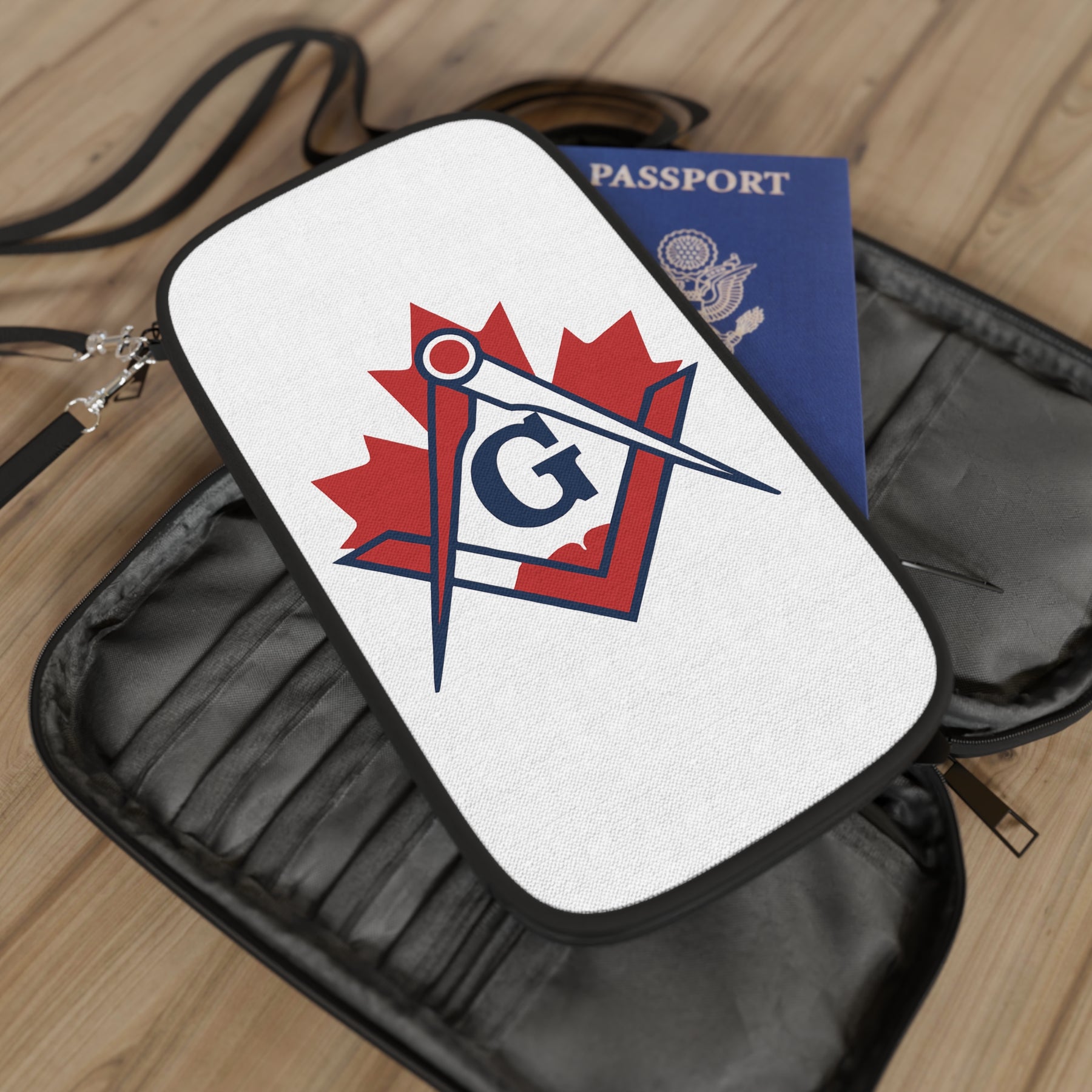 Master Mason Blue Lodge Canada Jurisdiction Passport Wallet - Red Maple Leaf - Bricks Masons
