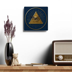 Eye of Providence Clock - Radiant Triangle with All Seeing Eye on Acrylic - Bricks Masons