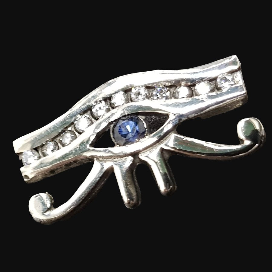 Egyptian Horus Eye Pendant, Silver and Stones, 3 x 2 cm, 7 g, Art. 608 - Bricks Masons