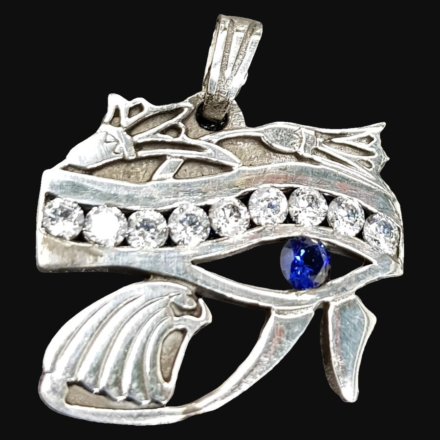 Horus Eye Pendant in Silver and Stones 3 x 2.5 cm 7 g Art 613 - Bricks Masons