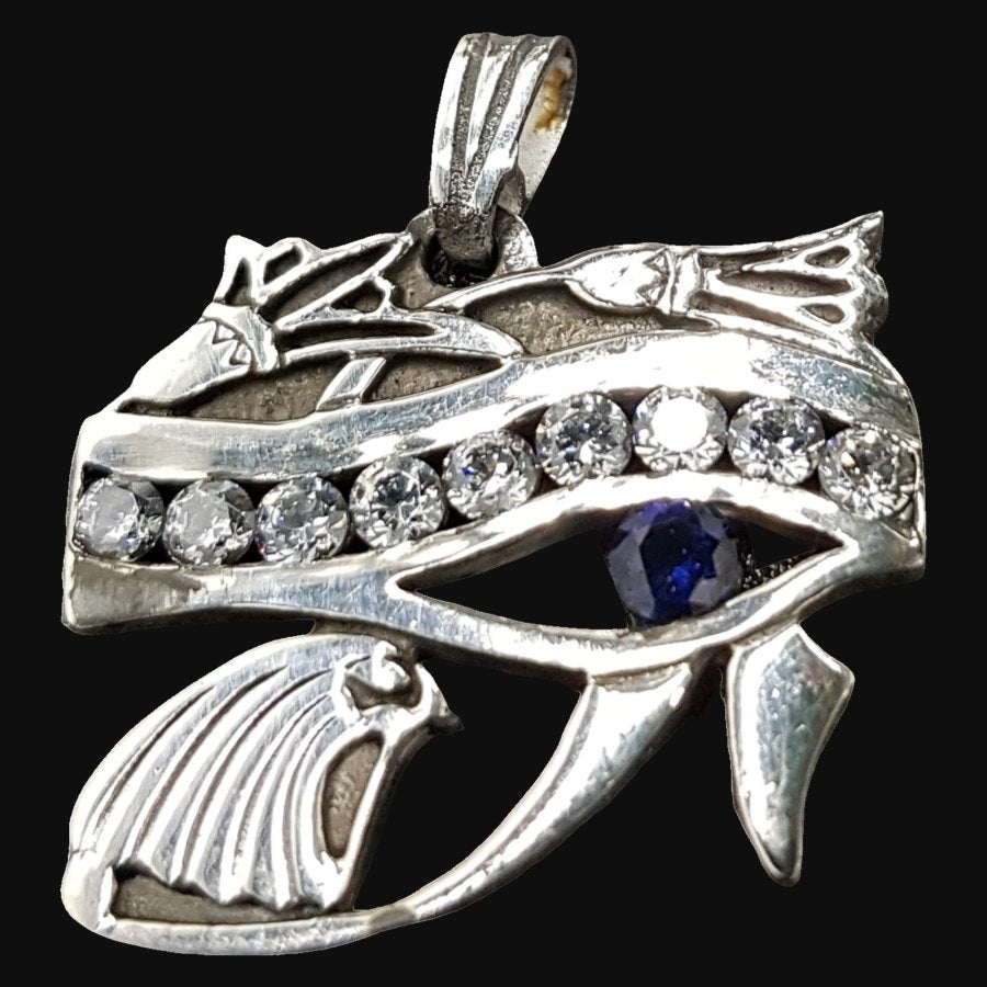 Horus Eye Pendant in Silver and Stones 3 x 2.5 cm 7 g Art 613 - Bricks Masons