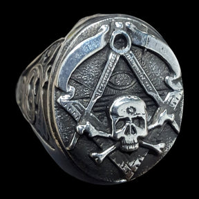 Virtus Junxit Mors Non Separabit Silver Masonic Ring with Art 62 Jacket - Bricks Masons