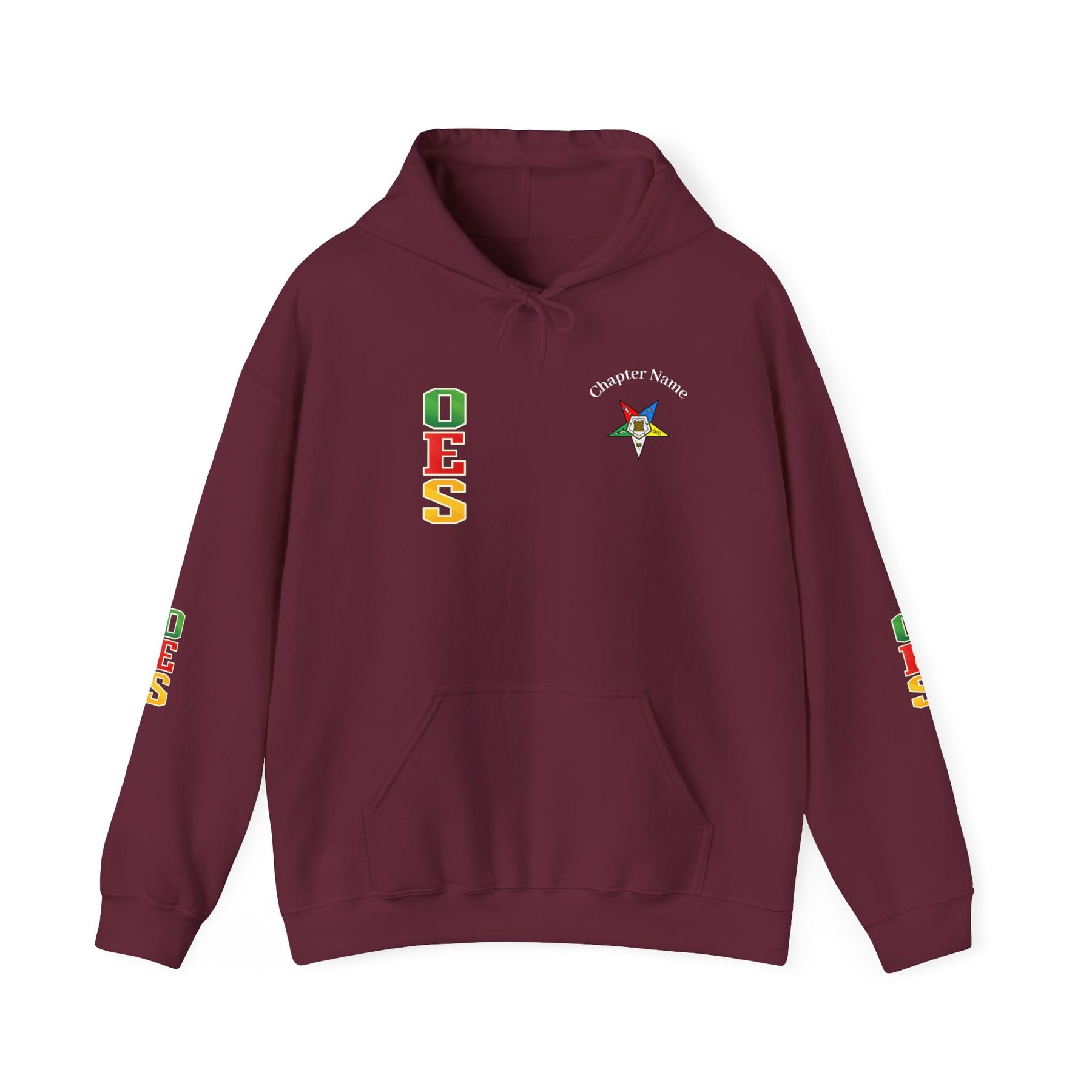 OES Hoodie - Colorful Eastern Star & Initials with Personalization - Bricks Masons