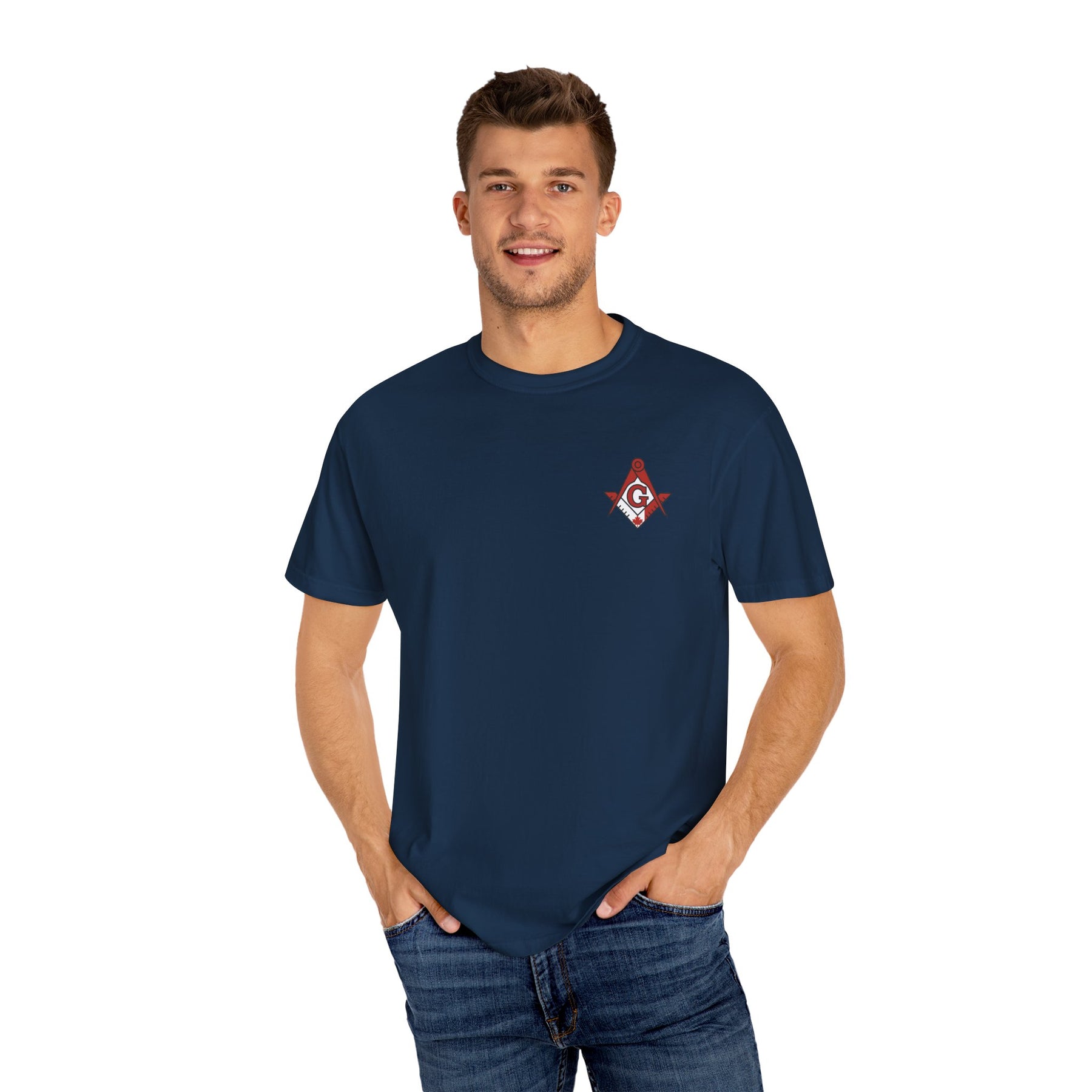 Master Mason Blue Lodge Canada Jurisdiction T-Shirt - Garment-Dyed Tee Various Colors - Bricks Masons