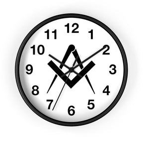 Master Mason Blue Lodge Clock - Wooden Frame Square & Compass