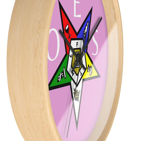 OES Clock - Pink Dial with OES Emblem and Inscription - Bricks Masons