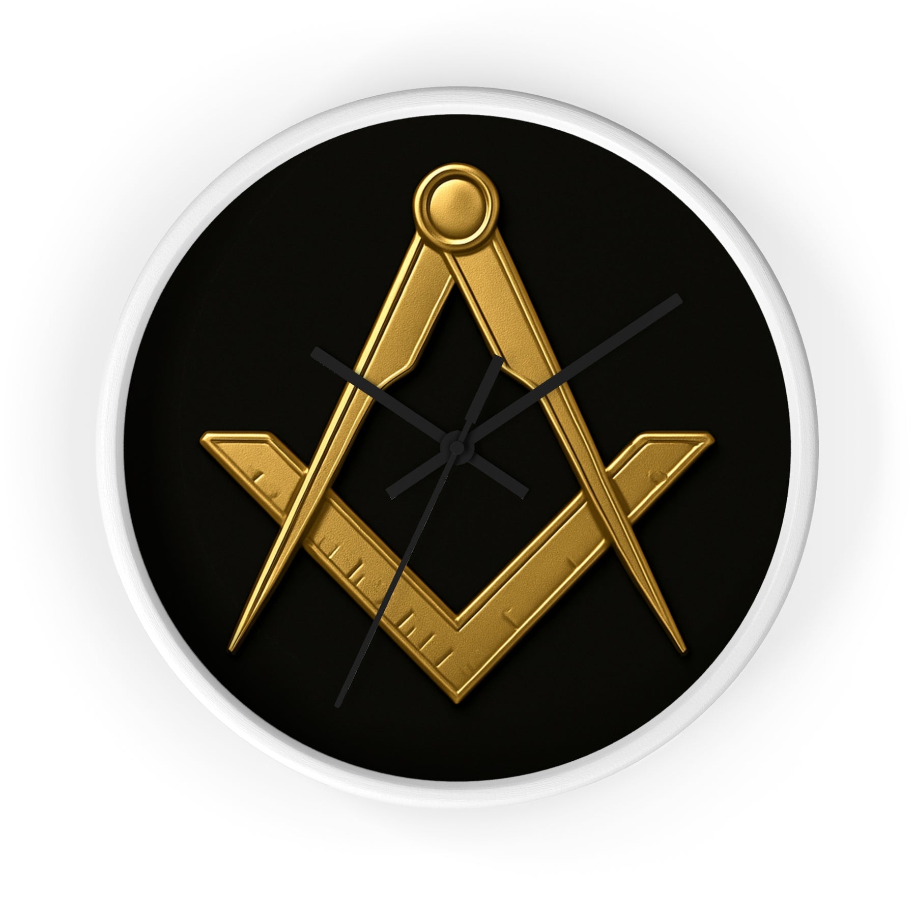 Master Mason Blue Lodge Clock - Classic Square & Compass on Wood Frame - Bricks Masons