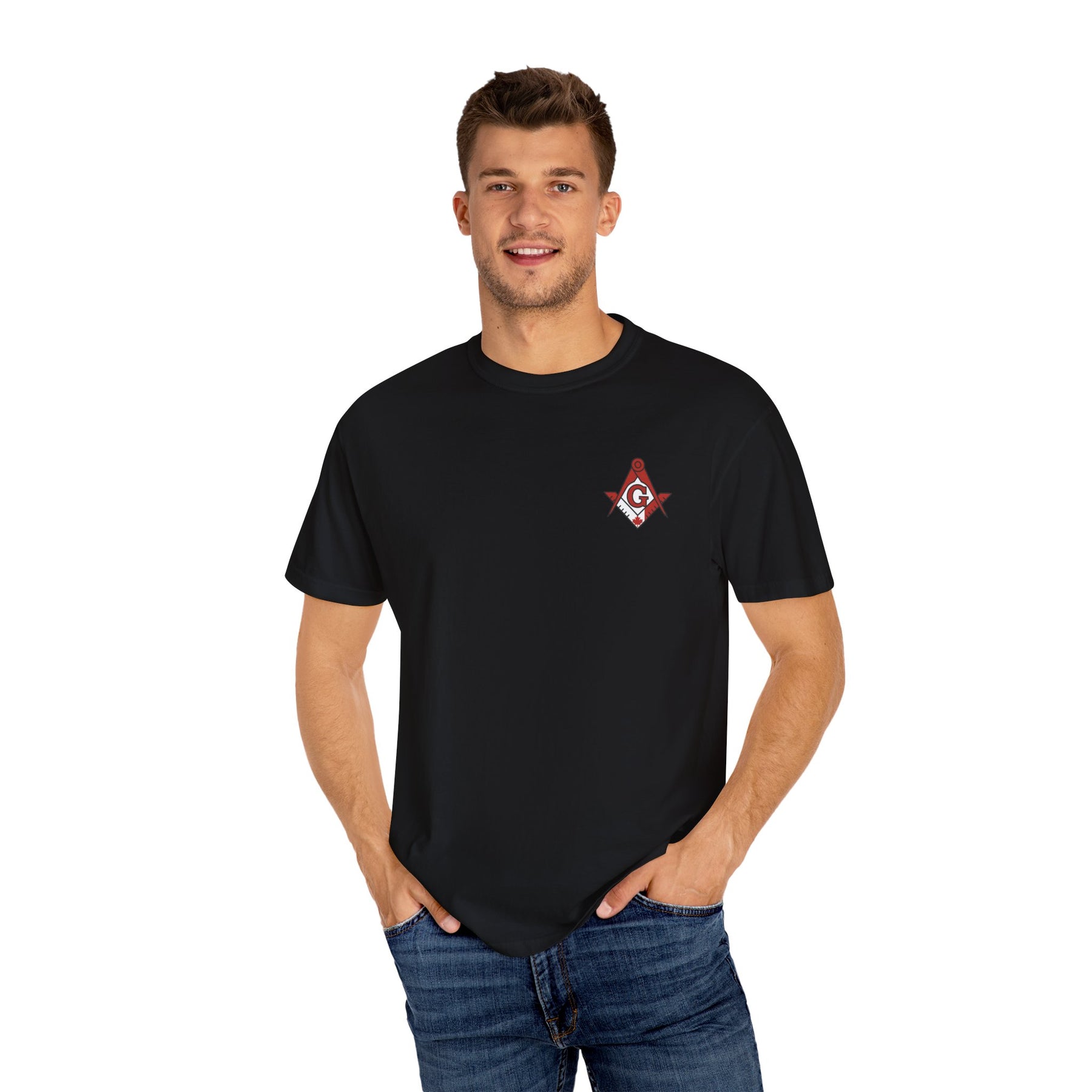 Master Mason Blue Lodge Canada Jurisdiction T-Shirt - Garment-Dyed Tee Various Colors - Bricks Masons