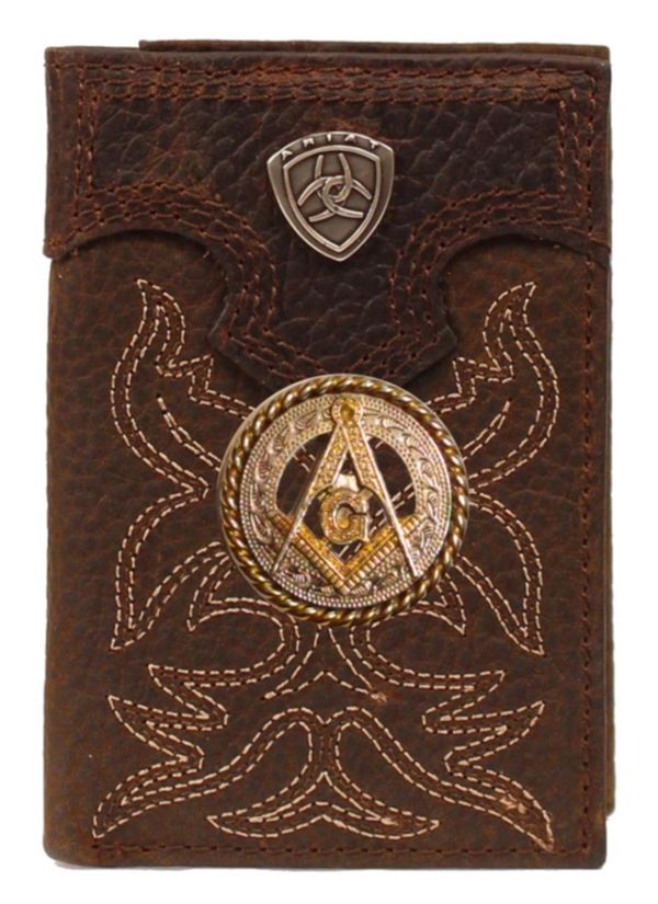 Master Mason Blue Lodge Wallet - Gold Square & Compass Ariat