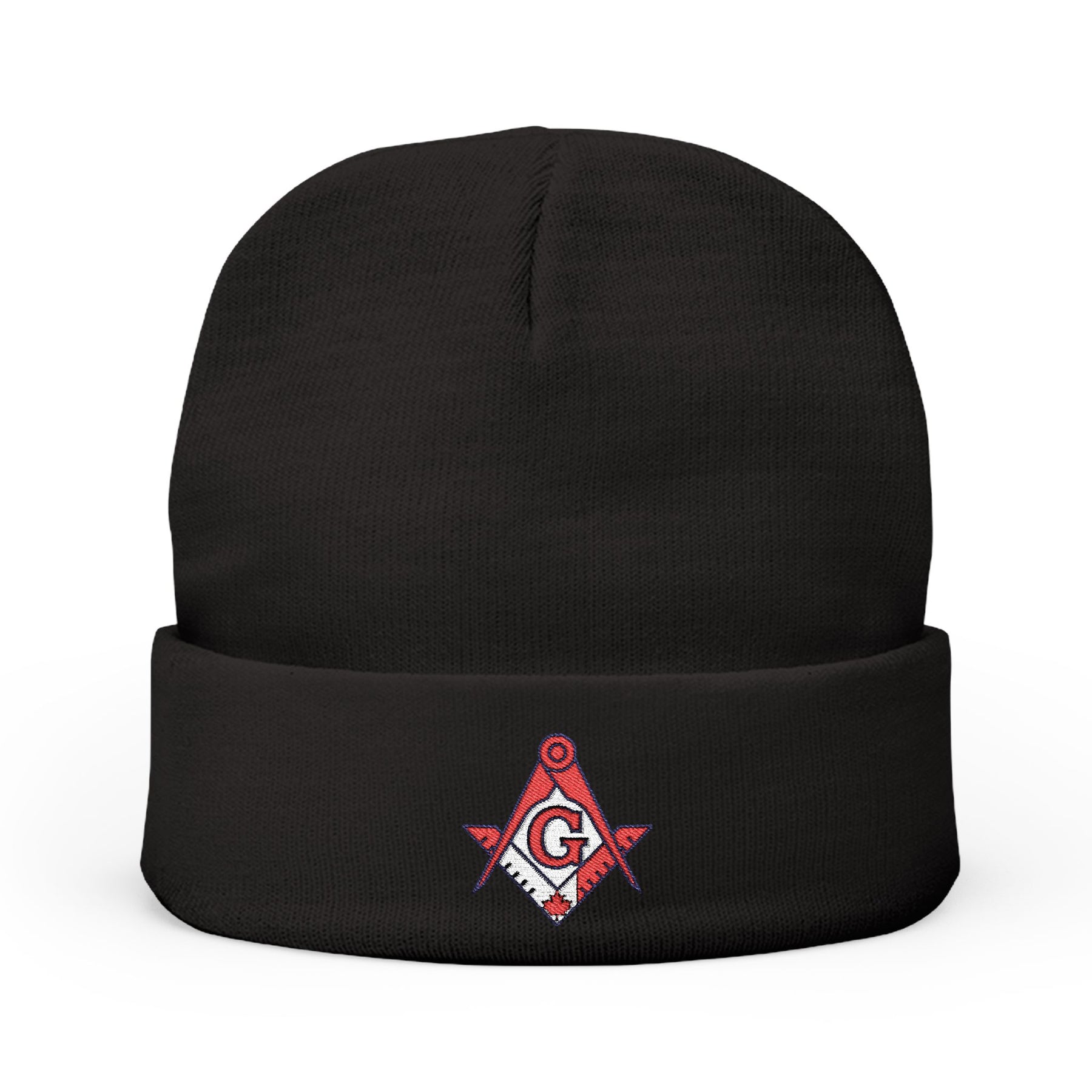 Master Mason Blue Lodge Canada Jurisdiction Beanie - Knit Embroidery Canada Mason Square & Compass G - Bricks Masons