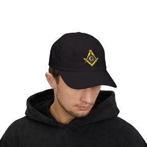 Master Mason Blue Lodge Baseball Cap - Gold & Blue Embroidered Square & Compass G - Bricks Masons