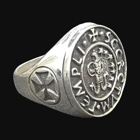 Templar Ring Seal of Abraxas in Silver 1.8 cm Art 773 - Bricks Masons