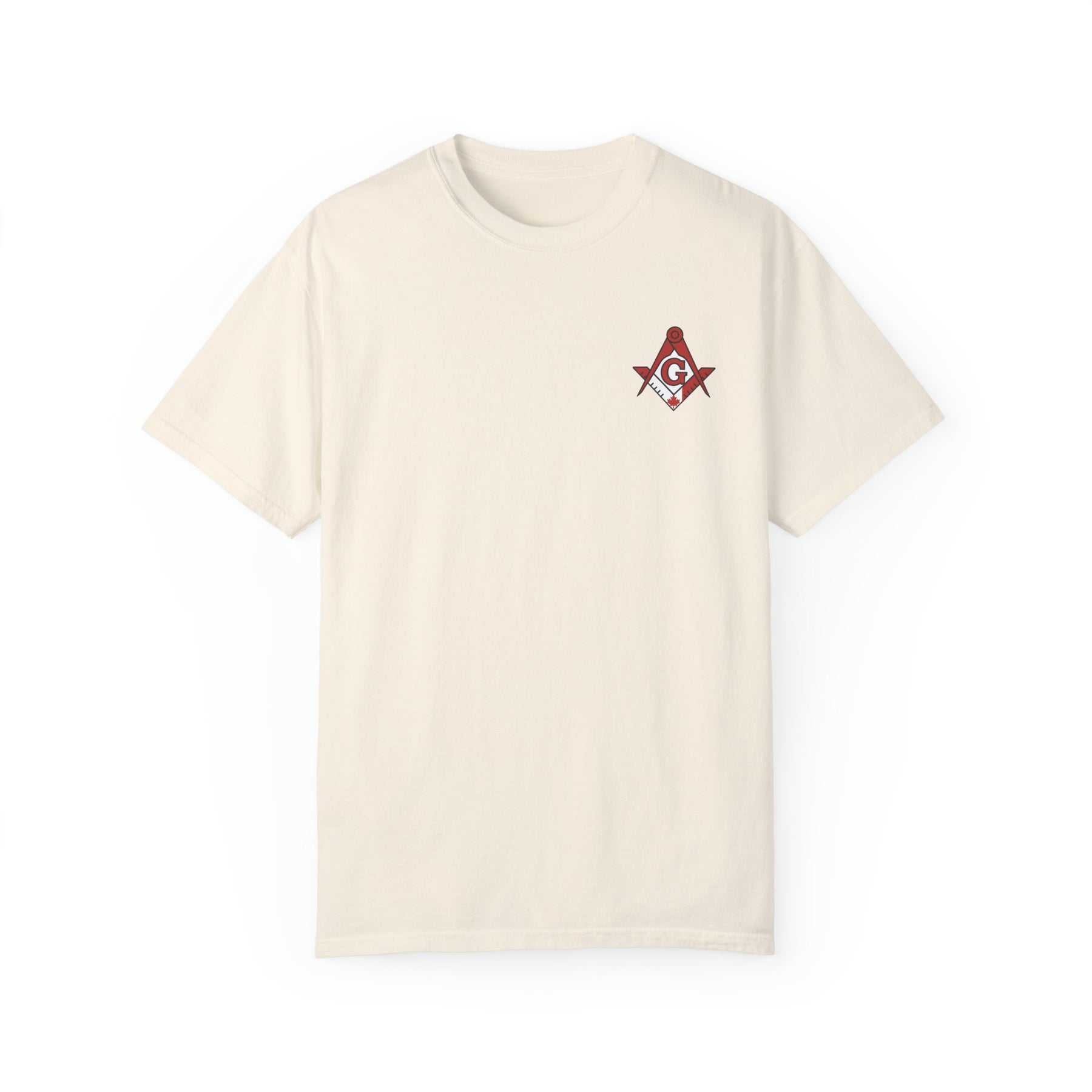 Master Mason Blue Lodge Canada Jurisdiction T-Shirt - Garment-Dyed Tee Various Colors - Bricks Masons