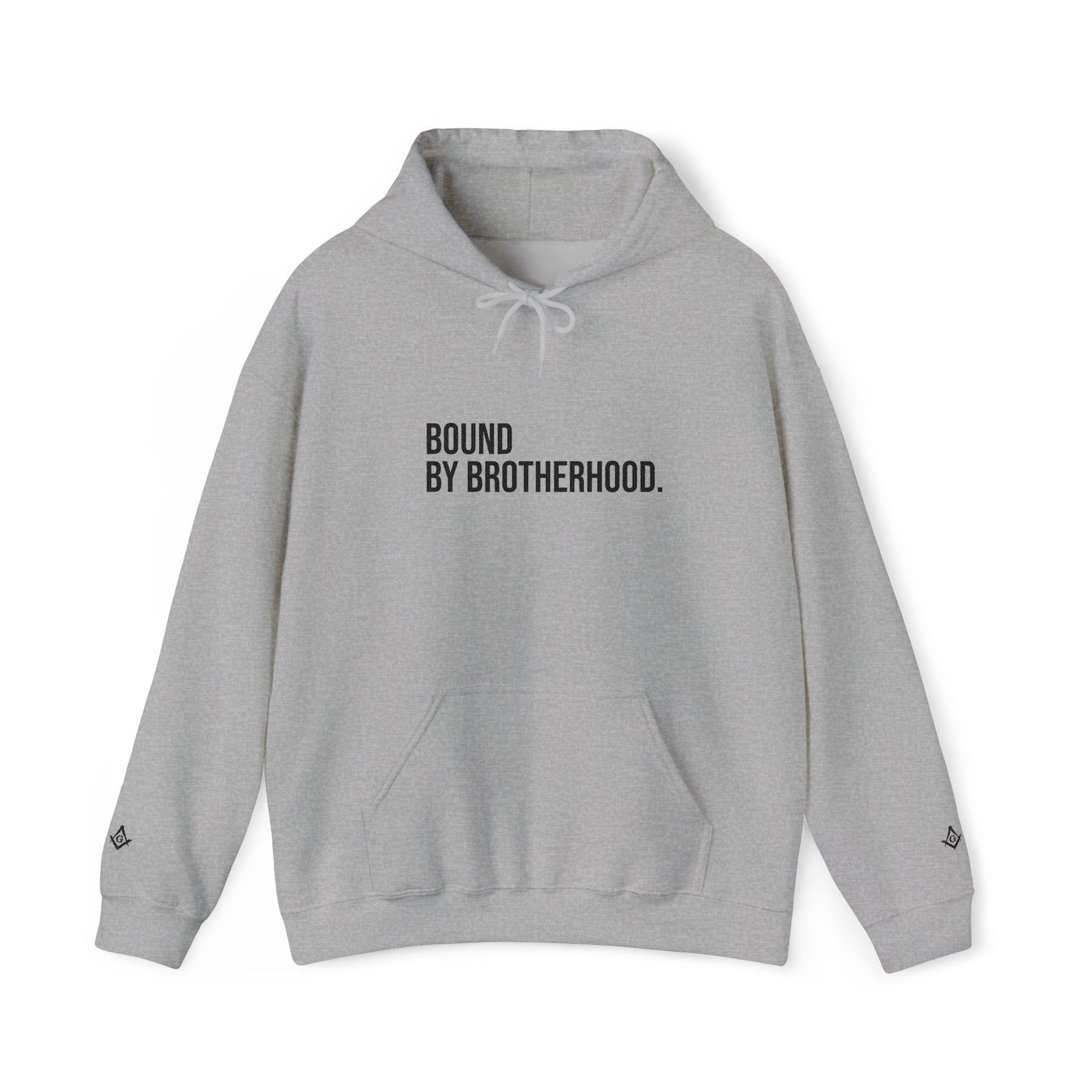 Master Mason Blue Lodge Sweatshirt - Bound By Brotherhood with Square & Compass G Embroidery - Bricks Masons