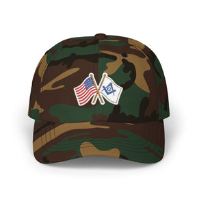 Master Mason Blue Lodge Baseball Cap - Cotton Various Colors Crossed Flags - Bricks Masons