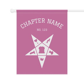 OES Yard Flag - Pink & White Star With Personalization - Bricks Masons