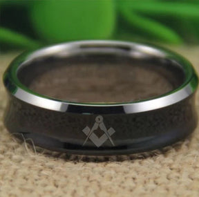 Master Mason Blue Lodge Ring - Black Silver Edges