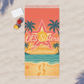OES Towel - Polyester With Knotted Tassels Beach Cloth - Bricks Masons