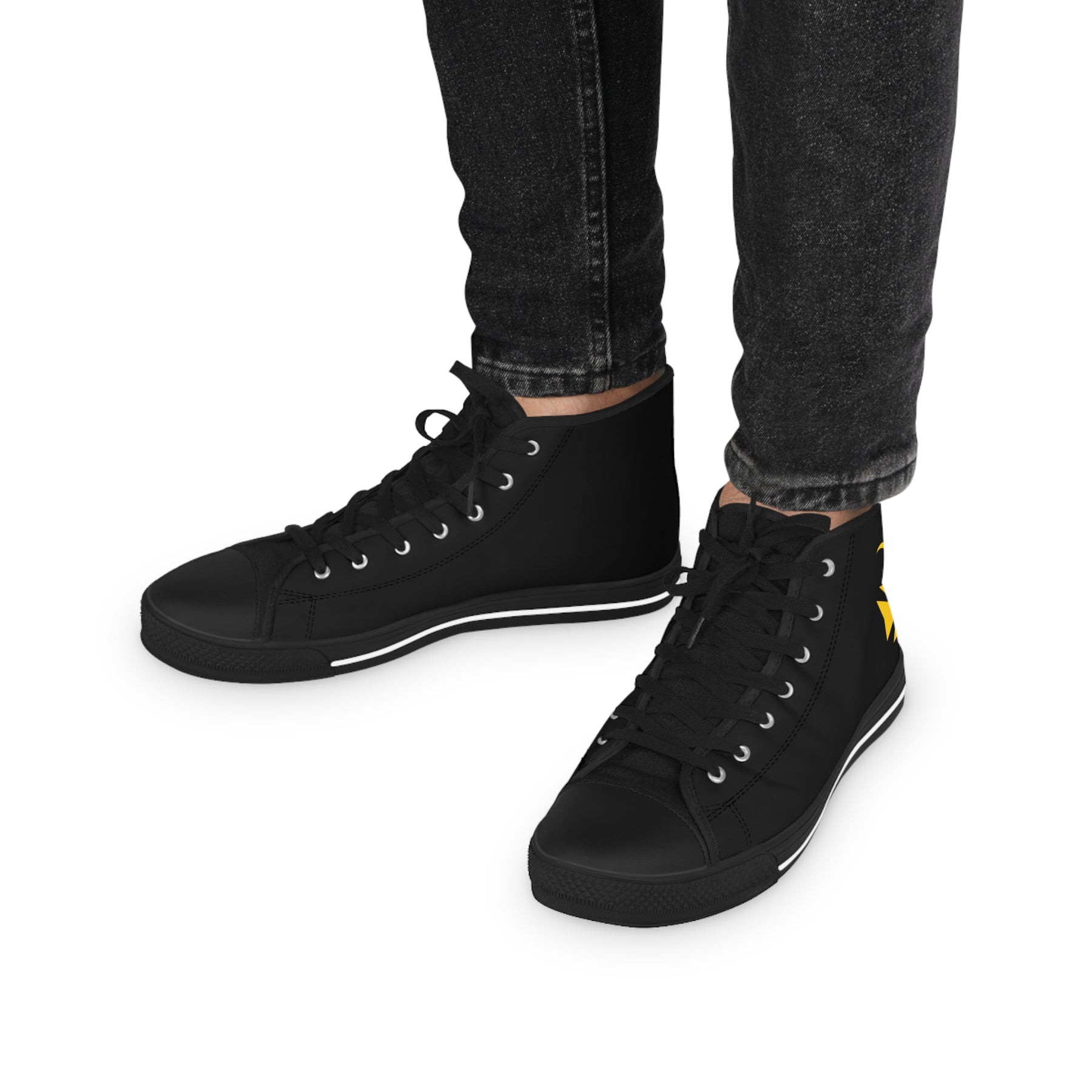 Knights of Constantinople Sneaker - High Top Black & White Golden Emblem - Bricks Masons