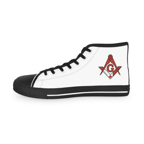 Master Mason Blue Lodge Canada Jurisdiction Sneaker - High Top Black & White Sole S&C G Flag - Bricks Masons