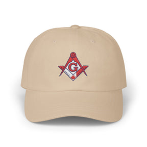 Master Mason Blue Lodge Canada Jurisdiction Baseball Cap - Red & White Square & Compass G - Bricks Masons