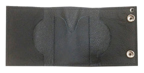 Widows Sons Wallet - Genuine Leather Biker's Black Leather Tri-fold Wallet - Made In USA