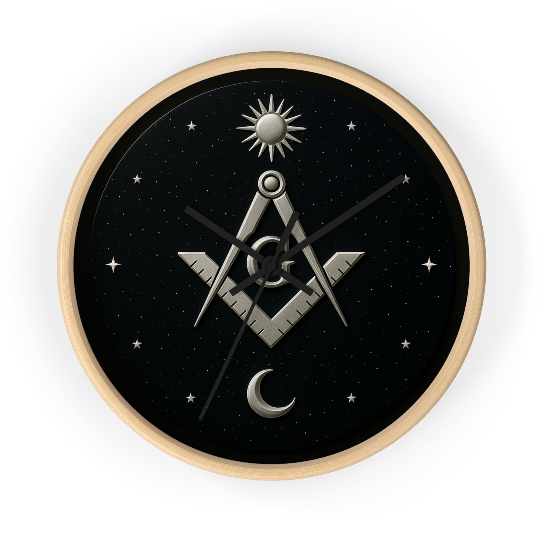 Master Mason Blue Lodge Clock - S&C on Wooden Frame with Plexiglass Cover - Bricks Masons