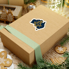 Master Mason Blue Lodge Australia Jurisdiction Sticker Decal - Kiss-Cut Golden Square & Compass G - Bricks Masons