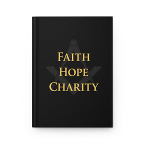 Master Mason Blue Lodge Journal - Faith Hope & Charity with Square & Compasses Emblem