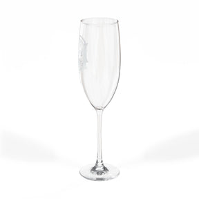 Champagnerflöte der Freimaurerloge – Schachbrettmuster auf den Säulen des Bodens – Allsehendes Auge &amp; Werkzeuge