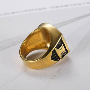 Past Master Blue Lodge Ring - Gold Titanium Steel - Bricks Masons