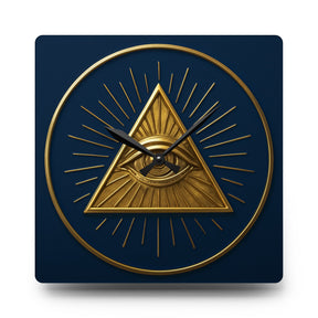 Eye of Providence Clock - Radiant Triangle with All Seeing Eye on Acrylic - Bricks Masons