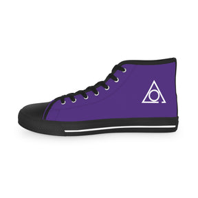 LOCOP Sneaker - High Top Black & White Purple Canvas White Emblem - Bricks Masons