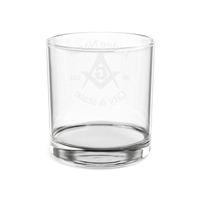 Master Mason Blue Lodge Whiskyglas - Winkelmaß &amp; Zirkel G mit Personalisierung