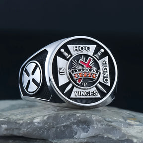 Knights Templar Ring - Sterling Silver In Hoc Signo Vinces