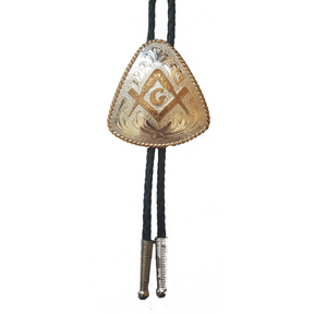 Master Mason Blue Lodge Bolo Tie -Sterling Silver Plated Square & Compass