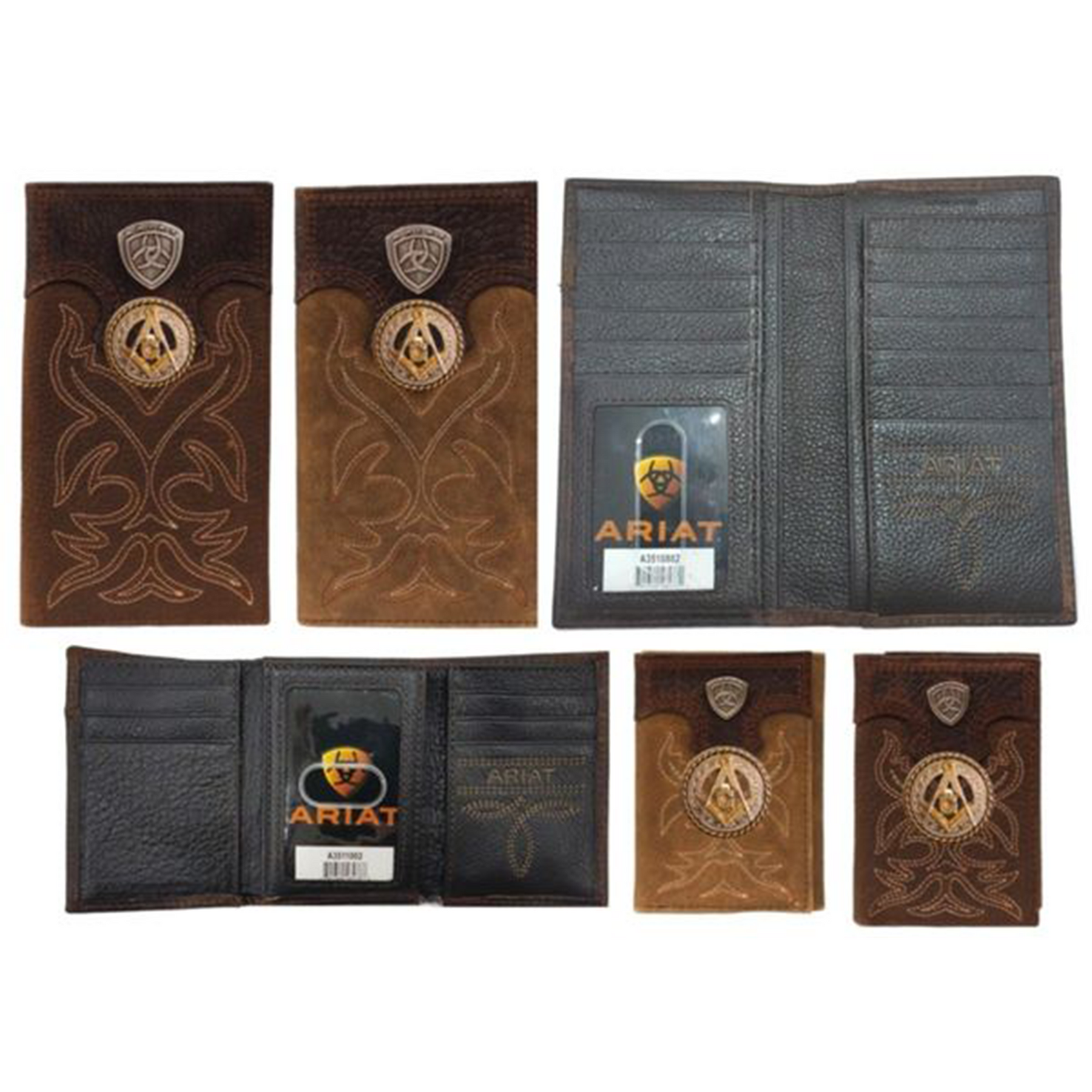 Master Mason Blue Lodge Wallet - Gold Square & Compass Ariat