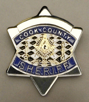 Master Mason Blue Lodge Lapel Pin - Cook County Sheriff Star - Bricks Masons