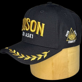 Master Mason Blue Lodge Baseball Cap - Golden Thread Embroidery 2B1 ASK1 - Bricks Masons