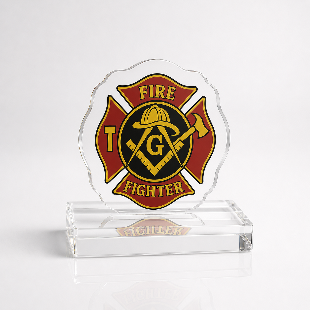 Master Mason Blue Lodge Plaque - Square & Compass G Firefighter Mason - Bricks Masons