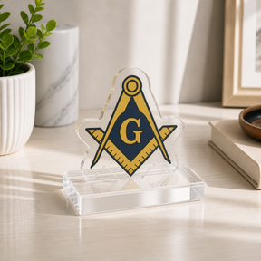 Master Mason Blue Lodge Plaque - Square & Compasses with G Emblem - Bricks Masons
