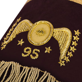 95th Degree Memphis Misraim French Regulation Cuff - Maroon Velvet Golden Braid Hand Embroidered