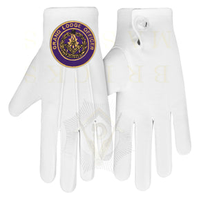 Past Grand Master Blue Lodge Gloves - White Cotton Grand Lodge Officer