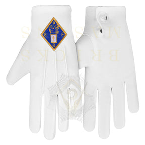 Past Grand Exalted Ruler Elks of the World Gloves - White Cotton - Bricks Masons