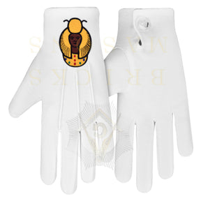 DOI Gloves - White Cotton York Rite - Bricks Masons