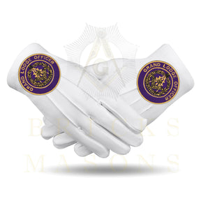 Past Grand Master Blue Lodge Gloves - White Cotton Grand Lodge Officer